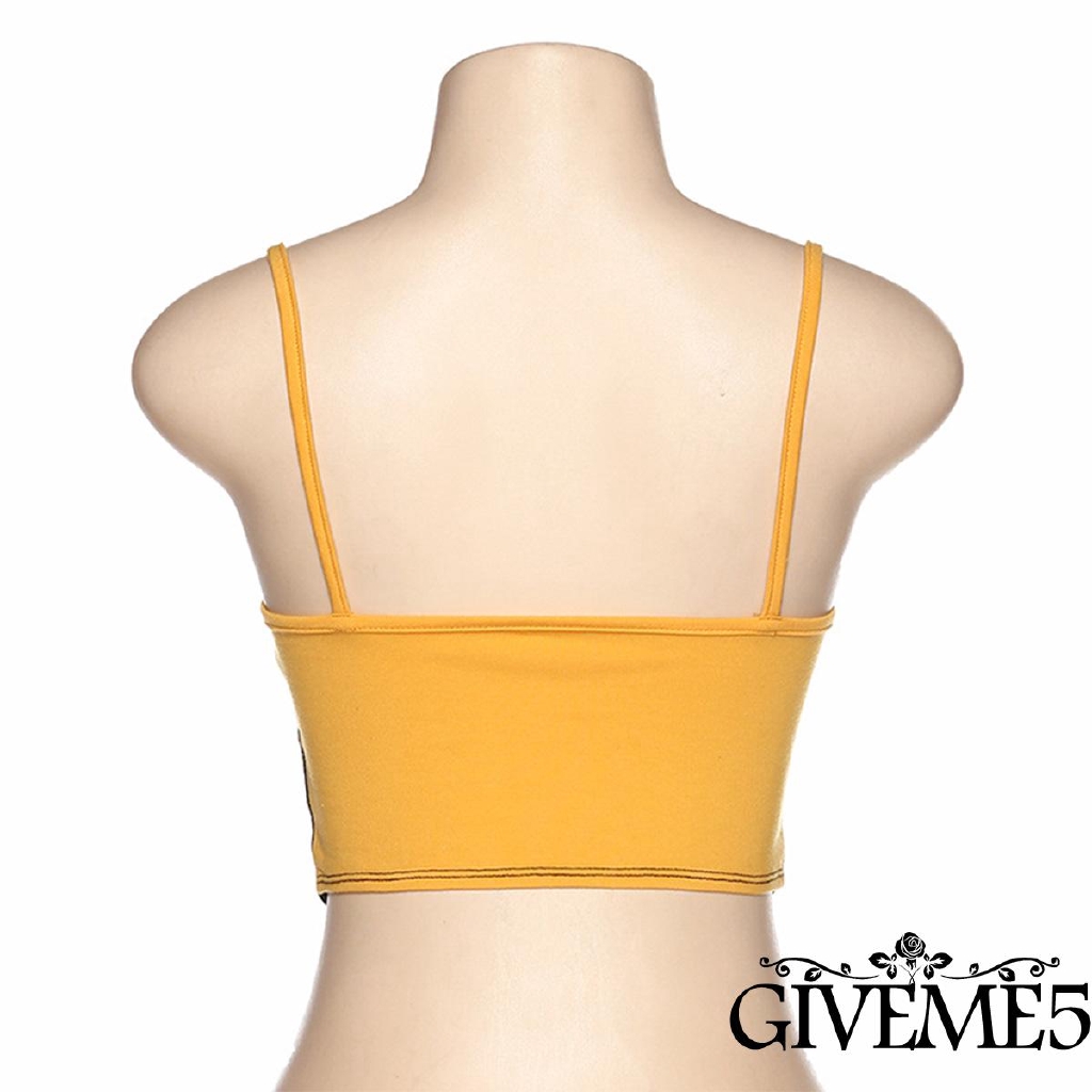 Áo Thun Dây Cổ Chữ V Phối Màu Tương Phản Cho Nữ