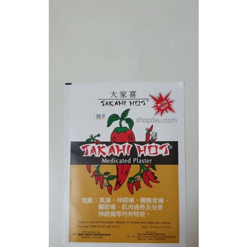 Cao dán giảm đau Takahi Hot - chính hãng Indonesia