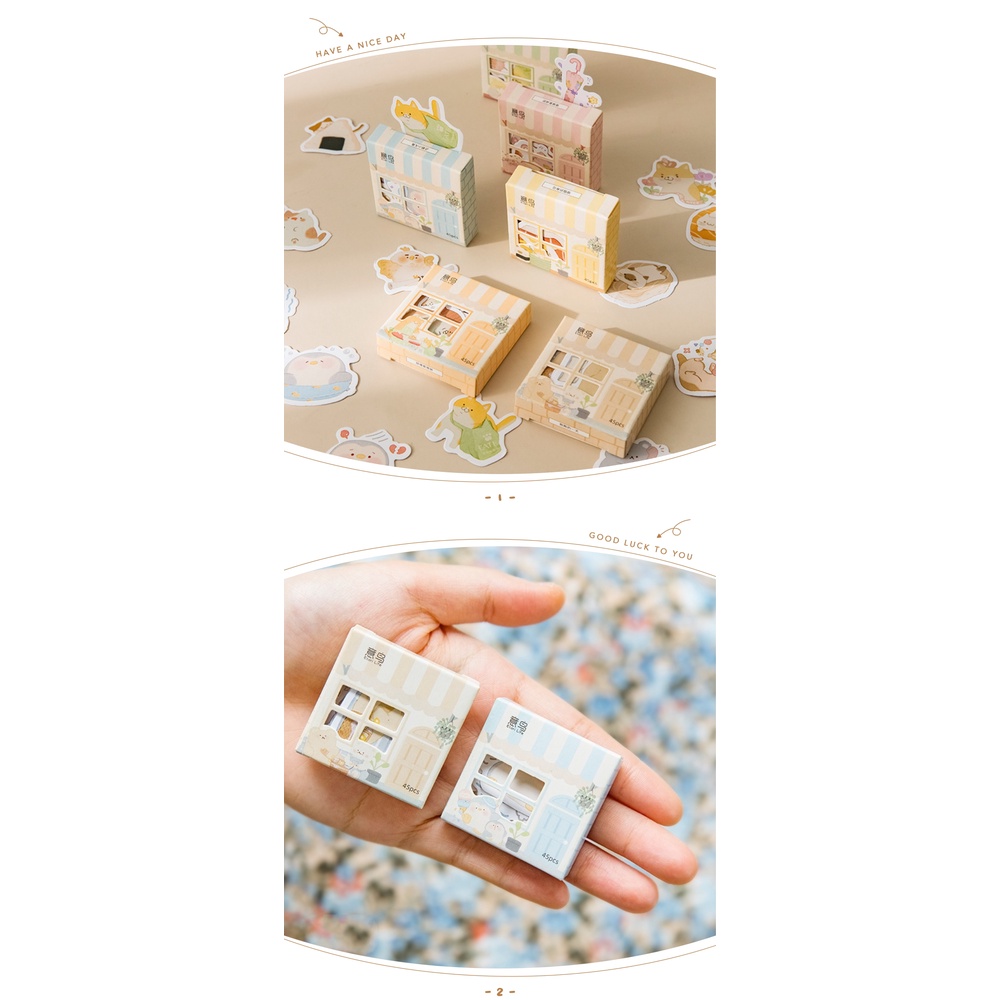 Bộ 45 miếng dán hình ngôi nhà đáng yêu dùng trang trí sổ tay