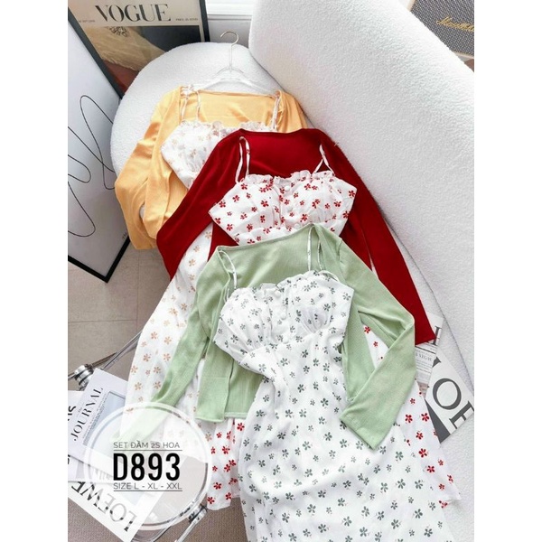 ĐẦM 2 DÂY HOA NHÍ PHỐI ÁO KHOÁC BIGSIZE