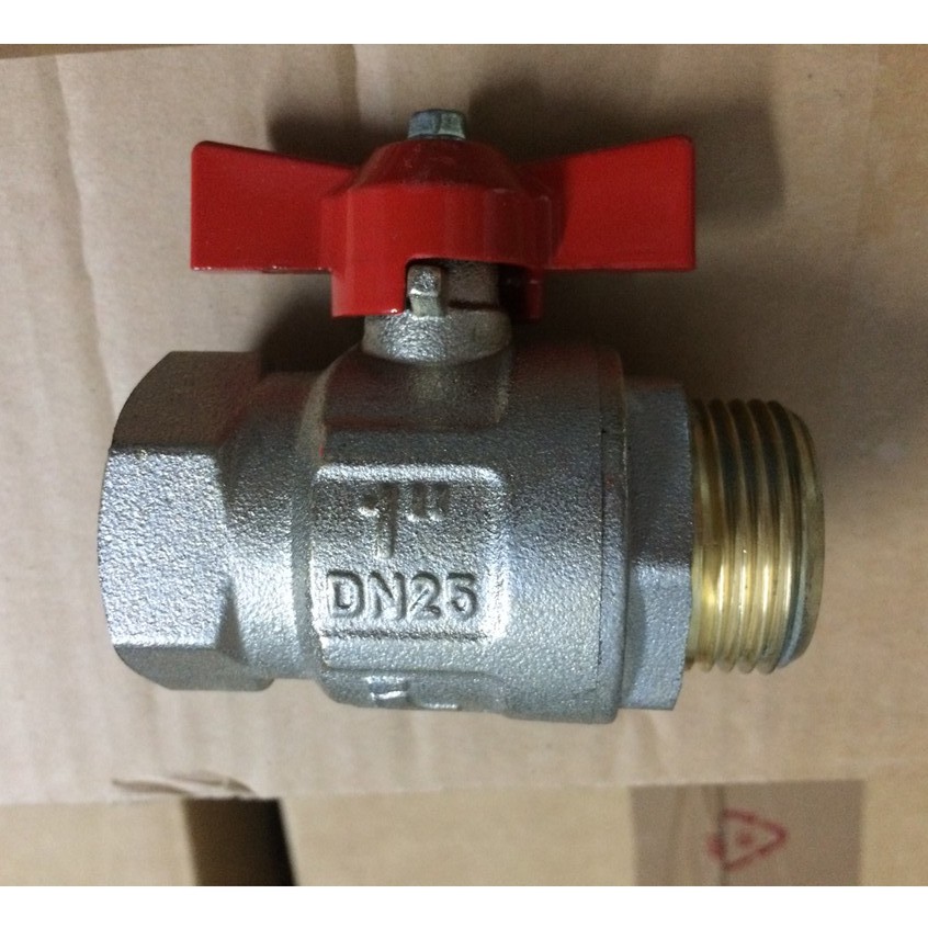 Van bi tay bướm đồng 1 đầu ren ngoài 1 đầu ren trong art.093 Italy áp lực 40kg phi 27 phi 34