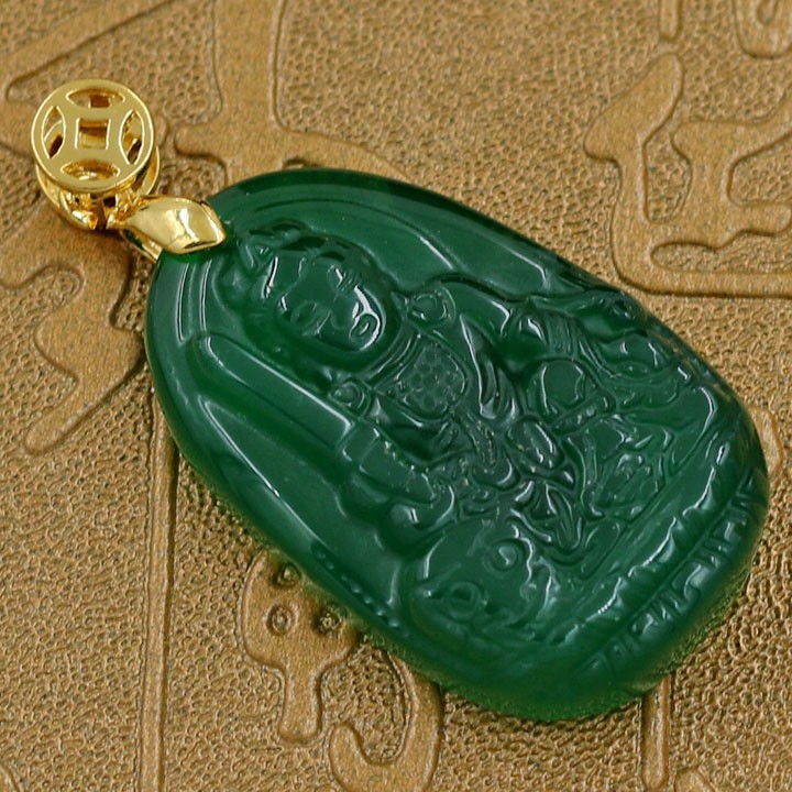 Mặt Phật bản mệnh Văn Thù Bồ Tát xanh 3.6cm