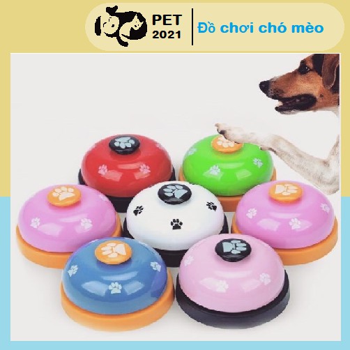 Chuông Huấn Luyện Chó Mèo Có Nút Nhấn Họa Tiết Dấu Chân