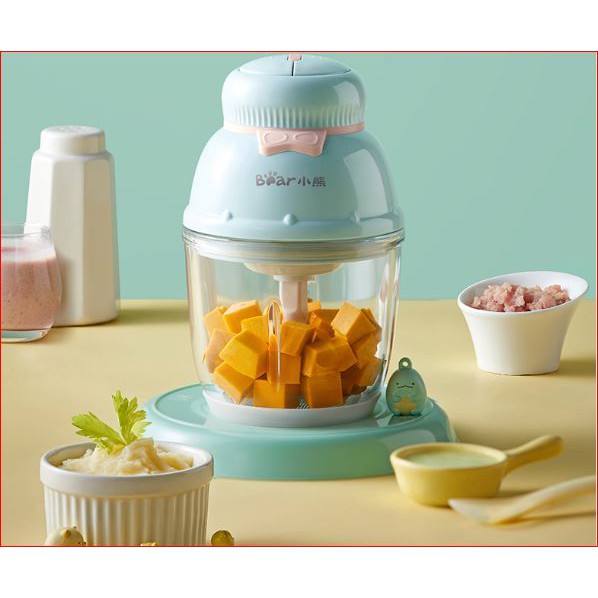 Máy xay ăn dặm đa năng cối thủy tinh dung tích 0.6L hình nơ chính hãng bear  model:QSJ-C02K1