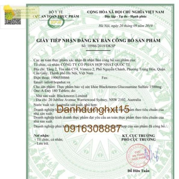 TEM CHEMIST - Viên uống bổ xương khớp 180v Blackmores Glucosamine 1500mg - Úc