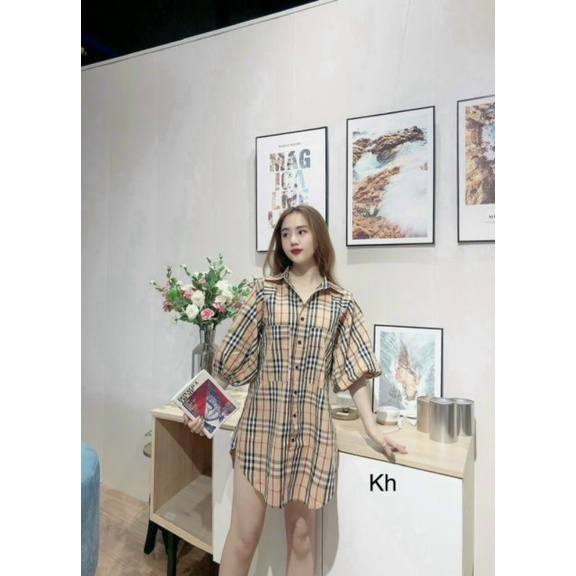 Đầm sơ mi sọc tay lỡ vạt bầu siêu cưng ❤️