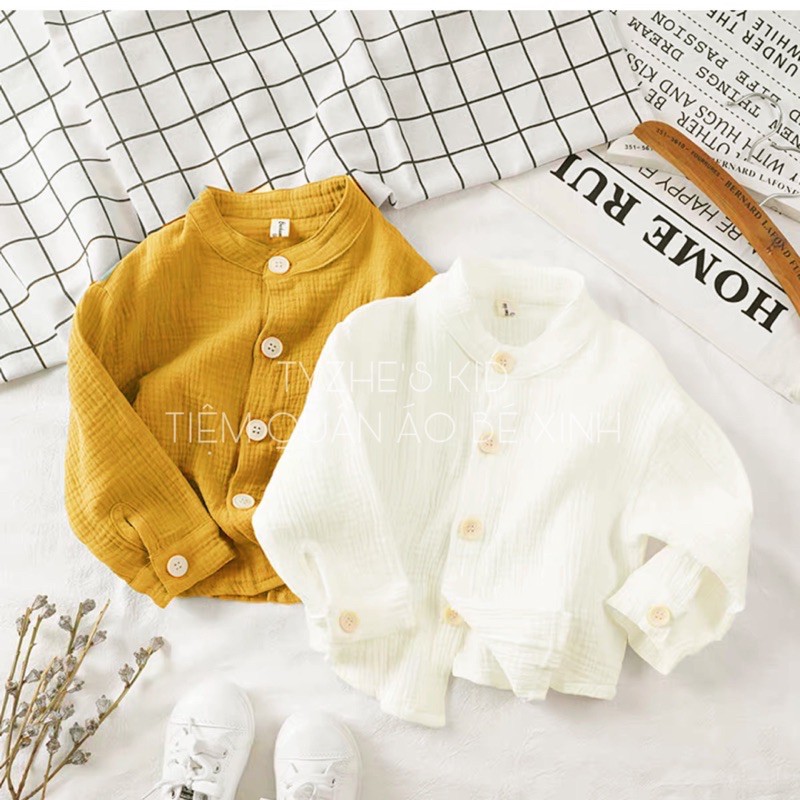 Sơ mi cổ tàu cho bé