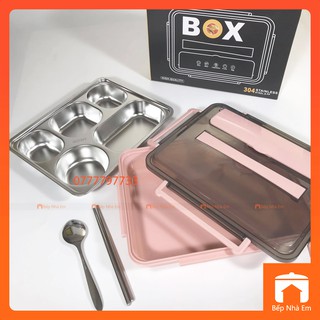 Khay Cơm Phần Inox 304 Xách Tay Tiện Dụng Nhiều Màu Sắc - Hàng Nhập Khẩu Trực Tiếp