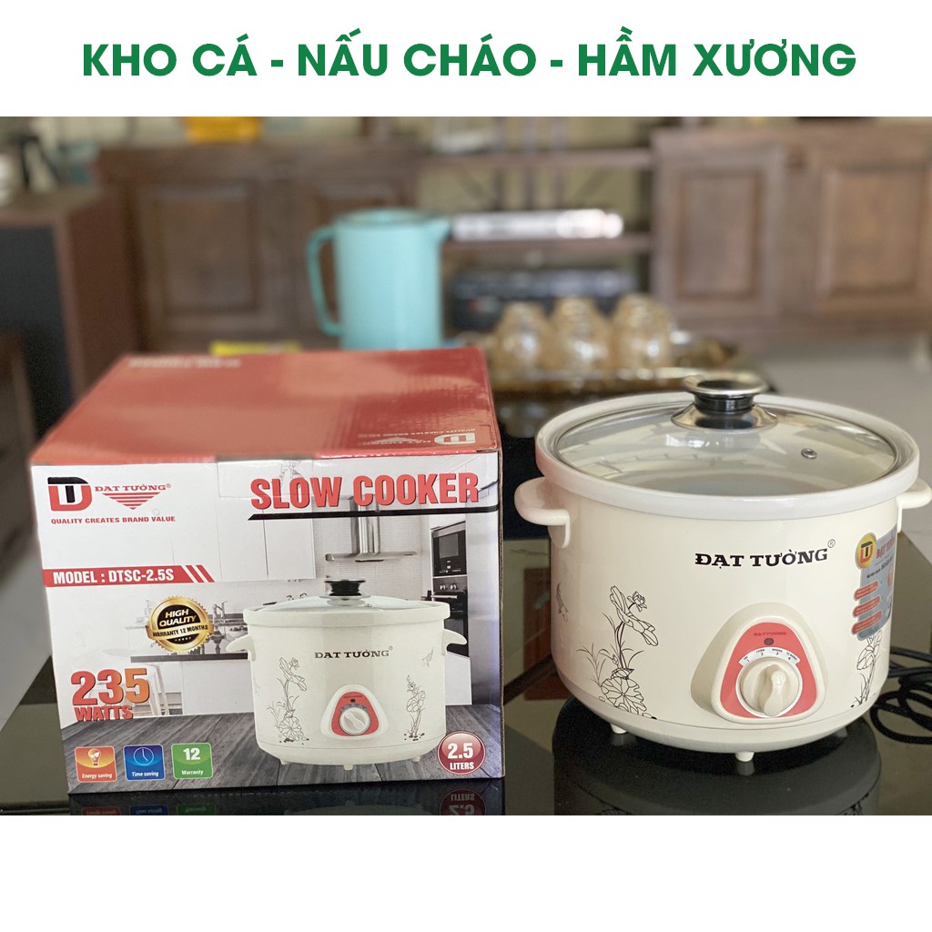 Nồi điện kho cá thịt hầm cháo chậm 2.5l B035 Niêu điện nấu cháo đạt tường