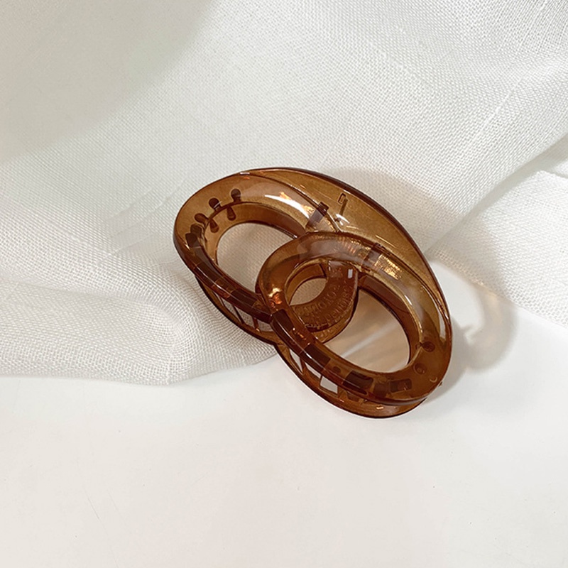 Kẹp tóc càng cua màu nâu trong suốt phong cách cổ điển