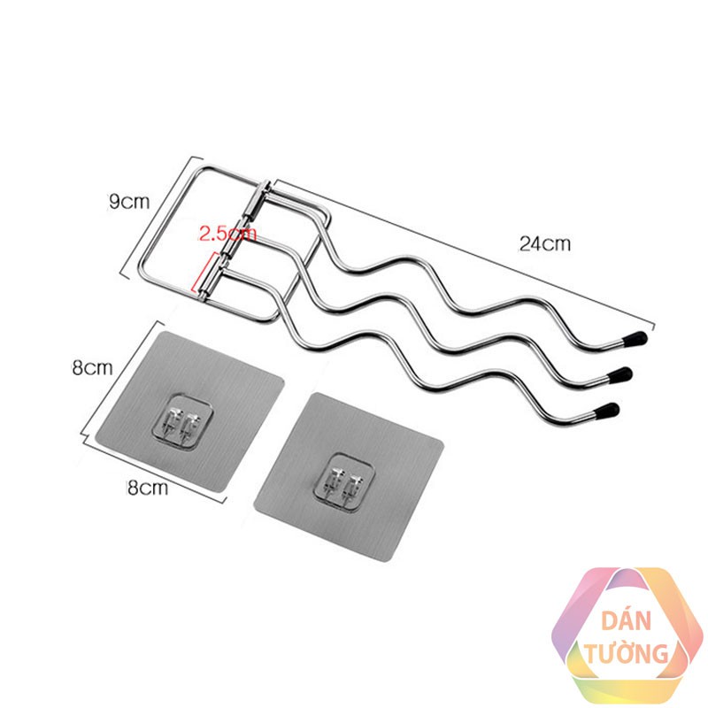 Cây treo khăn dán tường ☀️K136, cây giá treo khăn 3 thanh inox 5 ly LƯỢN SÓNG gắn tường nhà tắm cao cấp