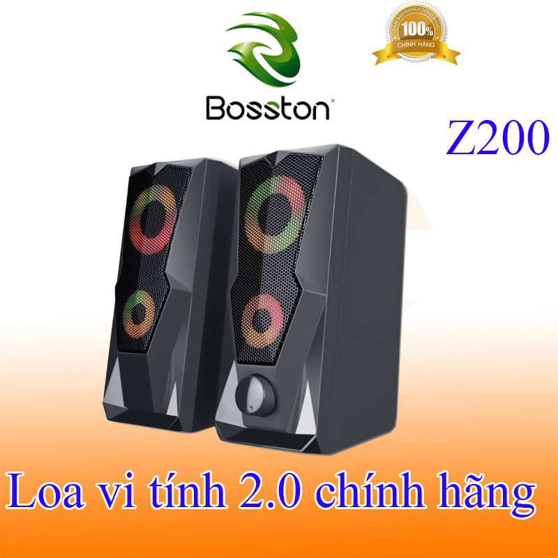 Loa vi tính có dây Bosston Z200 USB 2.0 - Hệ thống LED Cầu Vòng (RGB) - Thiết kế tinh tế - BH 06 Tháng