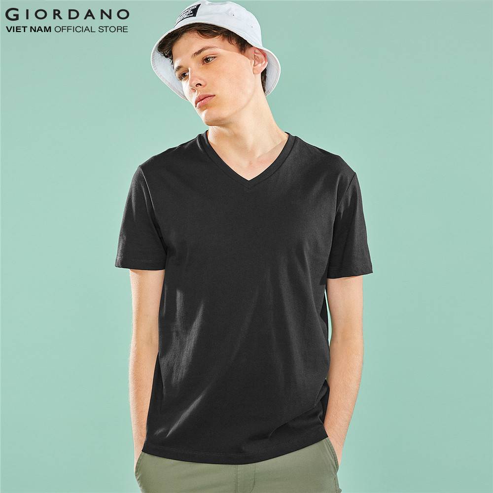 Áo Thun Nam Ngắn Tay Cổ Tim Solid V-neck Slim Tee Giordano 01029251