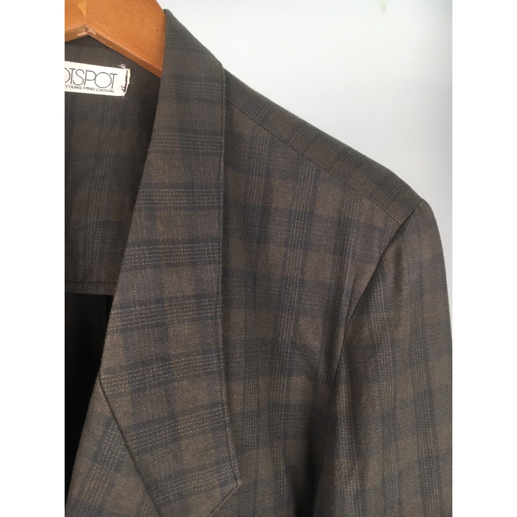 (1M7-1M8 75-85KG) Áo blazer 2hand nam NÂU KẺ Ô của HOTPOTS Hàng si Nhật Bản JACBLJ82