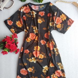 Đầm thun lạnh suông hoa