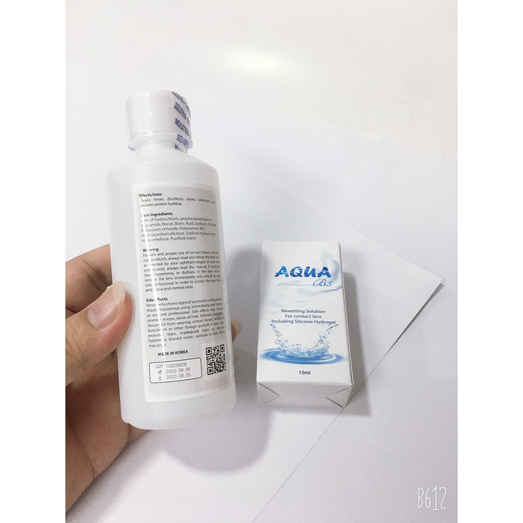 Combo nhỏ mắt Aqua B5 15ml+ nước ngâm lens Aqua B5 150ml - Dung dịch ngâm rửa bảo quản kính áp tròng Hàn Quốc.