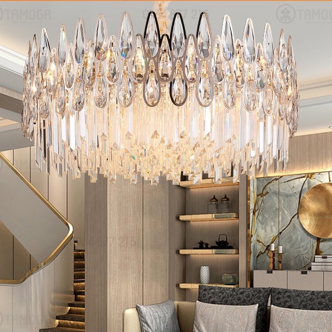 Đèn chùm pha lê, đèn treo trần DCH 0982 đường kính 750mm + Tặng kèm bóng led