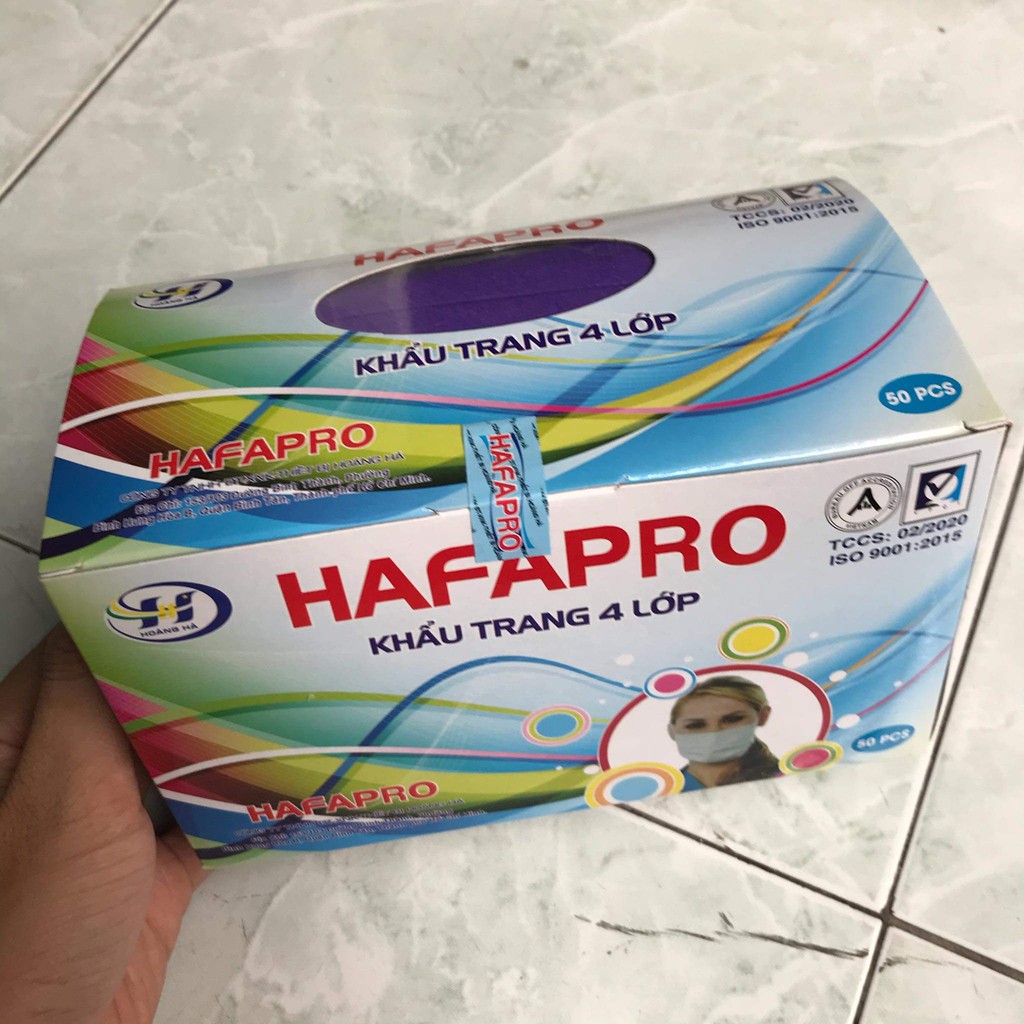 HỘP 50 CÁI KHẨU TRANG Y TẾ HAFAPRO, NHIỀU MÀU, 4 LỚP