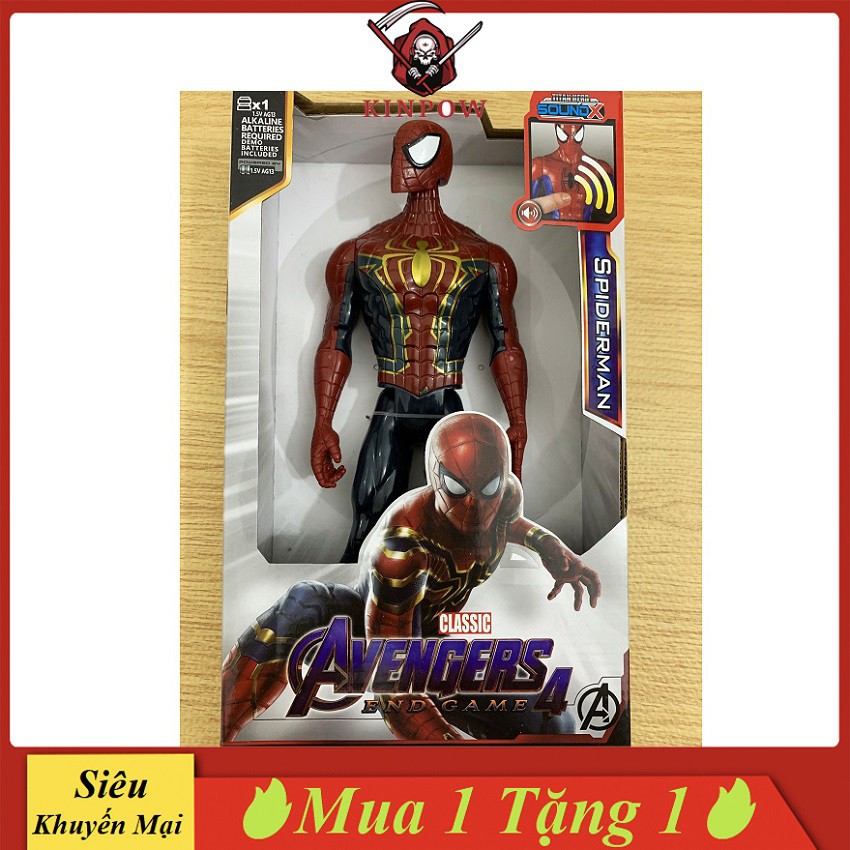 Đồ Chơi Mô Hình Spiderman Nhựa Đặc Cao 30cm Loại Lớn Có Đèn Led Đỏ Và Phát Nhạc Cho Bé Thích Siêu Anh Hùng