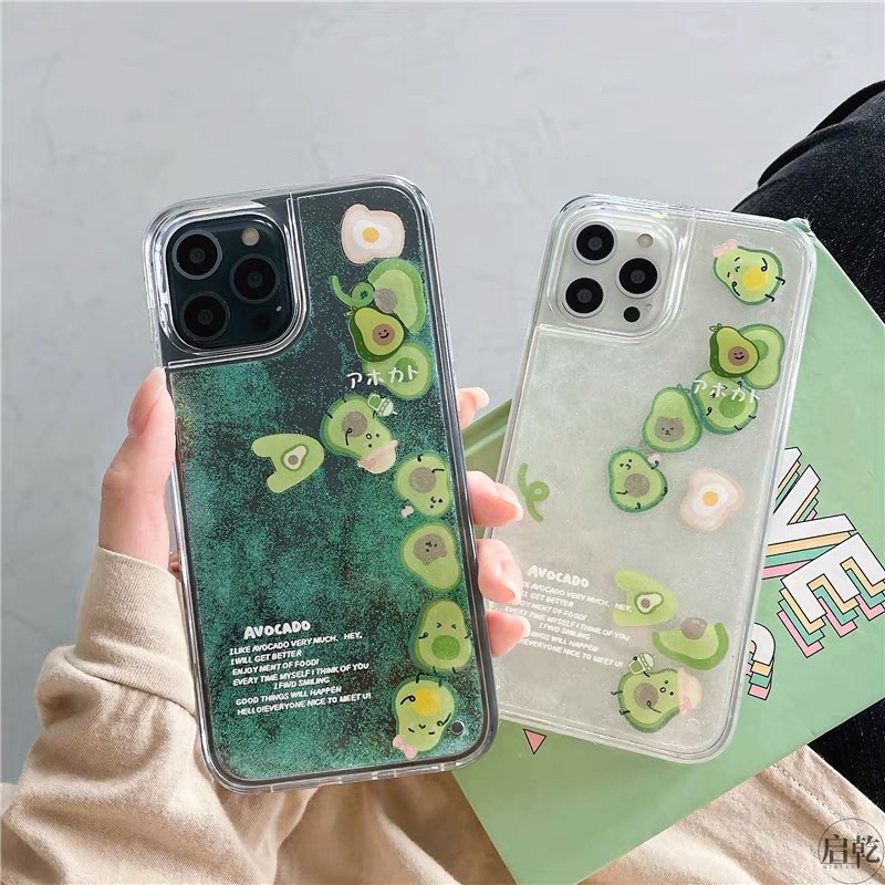 Ốp lưng iphone có nước di chuyển kim tuyến Xs Xsmax - trái bơ, khủng long, snoopy