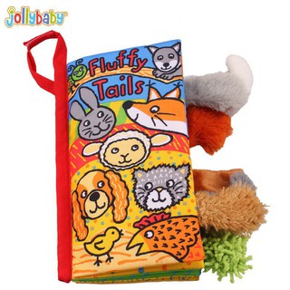 Sách vải - jollybaby - fluffy tails - động vật có đuôi bông xù