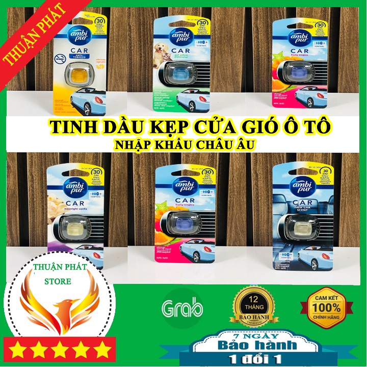 ◈☼✻Nước hoa ô tô Ambi Pur - Tinh dầu kẹp cửa gió xe hơi nhập khẩu Châu Âu hoàn toàn từ thiên nhiên khử mùi hiệu quả