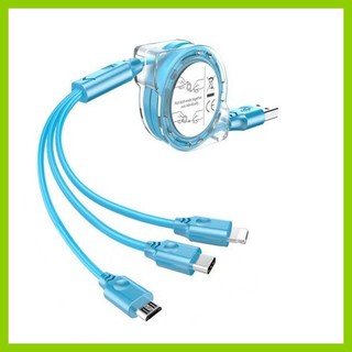 Cáp Sạc 3 Đầu Dây Rút Cuộn Tròn