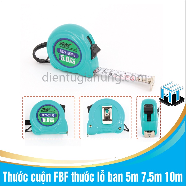 Thước cuộn FBF thước lỗ ban thước phong thủy 5m 7.5m 10m thước dây dân dụng và công nghiệp (màu ngẫu nhiên)