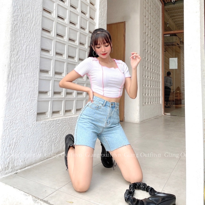 CROPTOP MAY VIỀN NGƯỢC [GIANG OUTFITVN]