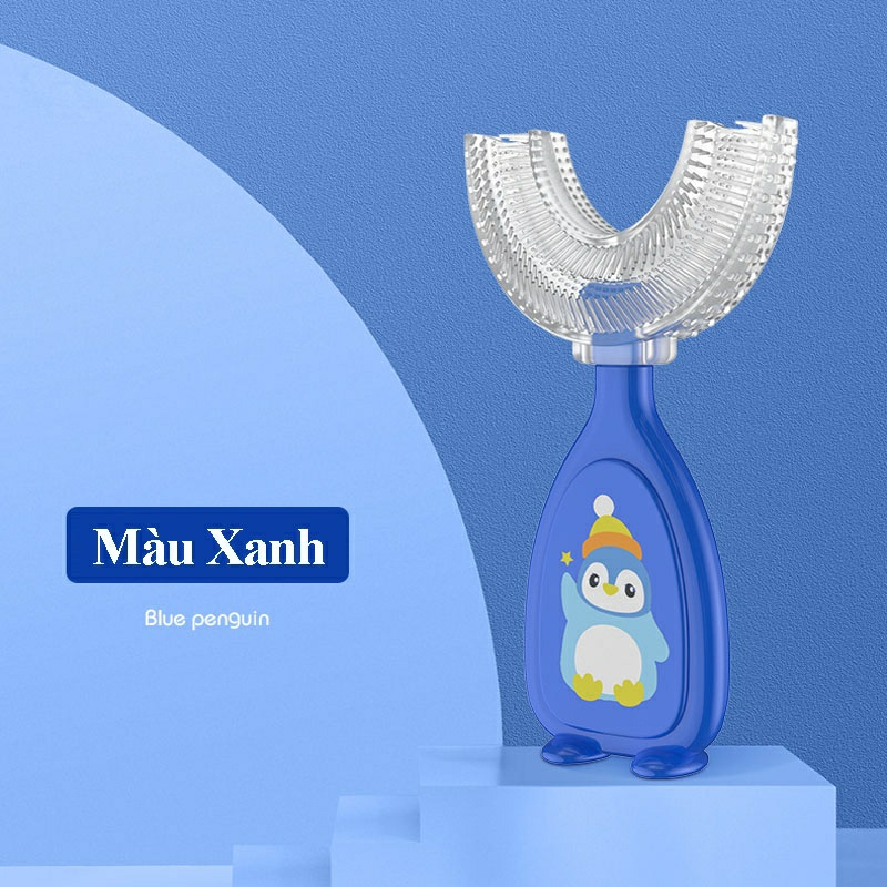 Bàn chải đánh răng trẻ em chữ U  và kem đánh răng cho bé vị hoa quả nuốt được cho bé từ 2 tuổi đến 12 tuổi