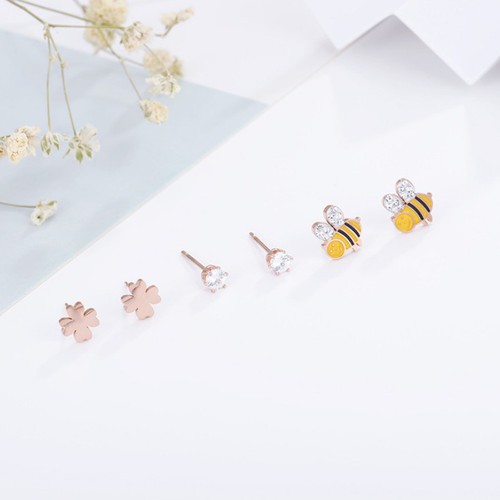 Bộ 3 Đôi Bông Tai Titan Ko Đen TT 2476