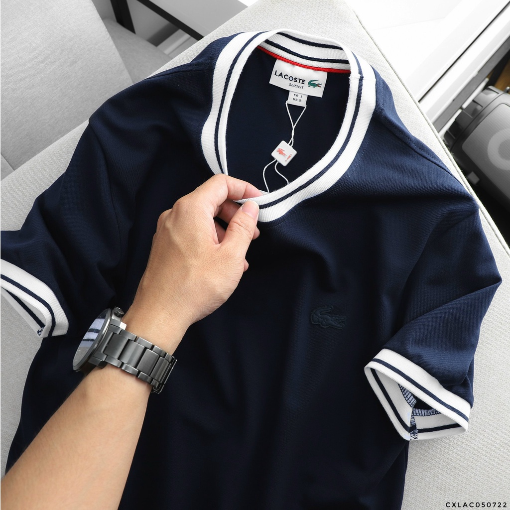 Áo thun nam, áo phông nam thời trang phối sọc, vái polo hạt pique xịn mịn 50722