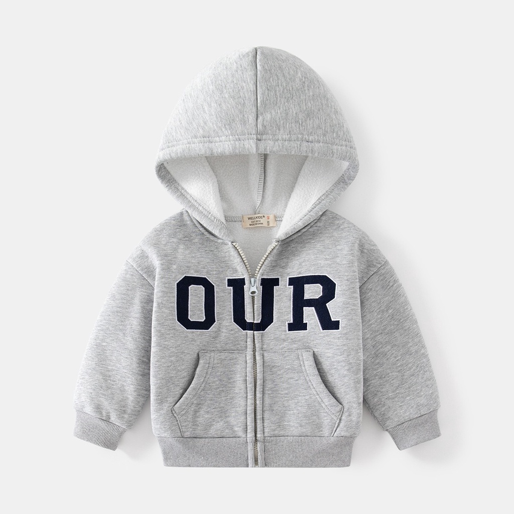 Áo Hoodie cho bé WELLKIDS áo nỉ bông có mũ họa tiết chữ hàng xuất Âu Mỹ