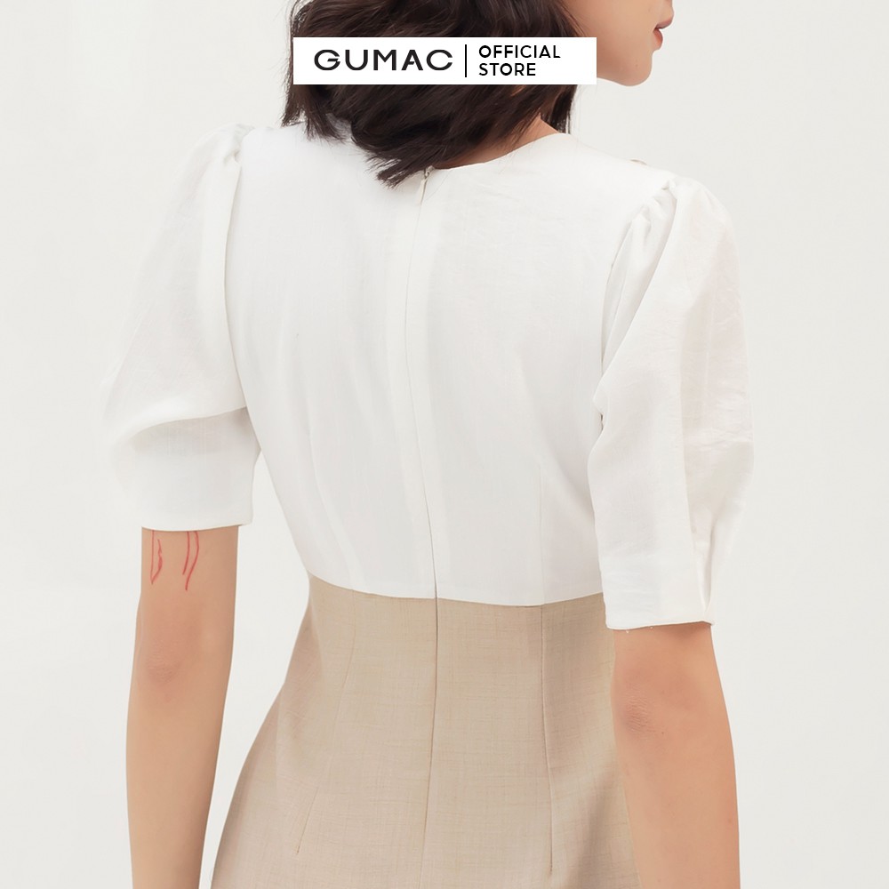 [Mã MABR07062 giảm 8% tối đa 50K đơn từ 249K] Đầm ôm nữ tay lỡ phối màu GUMAC đồ công sở thanh lịch, sang trọng DB392 | BigBuy360 - bigbuy360.vn