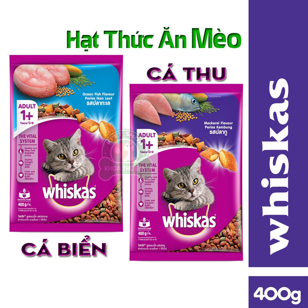 Thức ăn Mèo Whiskas Cá Thu và Cá Biển 400g - Thức ăn cho mèo nhập Thailand