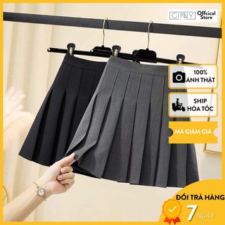 Chân váy tennis xếp li màu trắng đen xếp ly skirt cạp lưng cao ngắn phong cách ulzzang