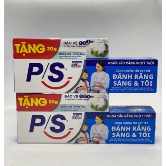 Kem đánh răng P/S ngừa sâu răng vượt trội 180 tặng kèm ps nhí