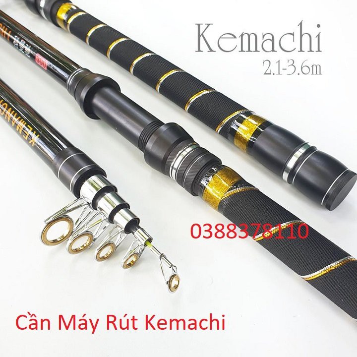 Cần Câu Máy Rút Kemachi Câu Lăng Xê, Câu Lục Kemachi Part Kim Loại Độ Dài 2.1m - 3.6m CM5