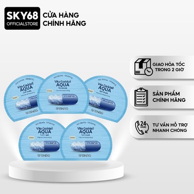 [BẢN VIỆT] Combo 5 Mặt nạ cấp nước dưỡng da ẩm mượt, săn chắc BNBG Vita Cocktail Aqua Foil Mask 30ml x5