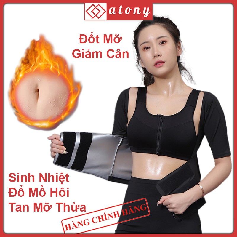 Áo Tập Giảm Cân Đốt Mỡ ATONY Cao Cấp - Kiểu Áo Đai Giúp Sinh Nhiệt, Đổ Mồ Hôi, Tan Mỡ Bụng - Tập Yoga, Gym, Aerobic