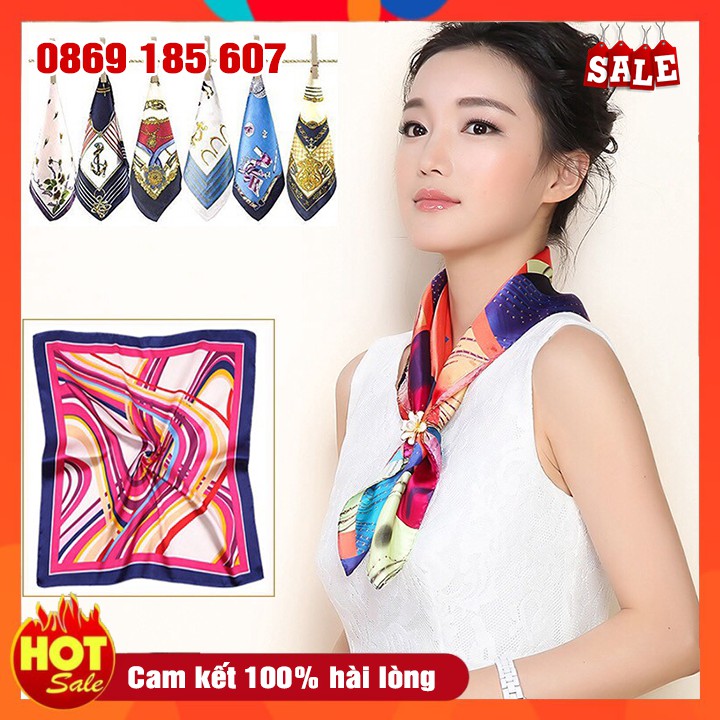 Khăn Turban Vuông Lụa Satin Thời Trang Size 50x50cm