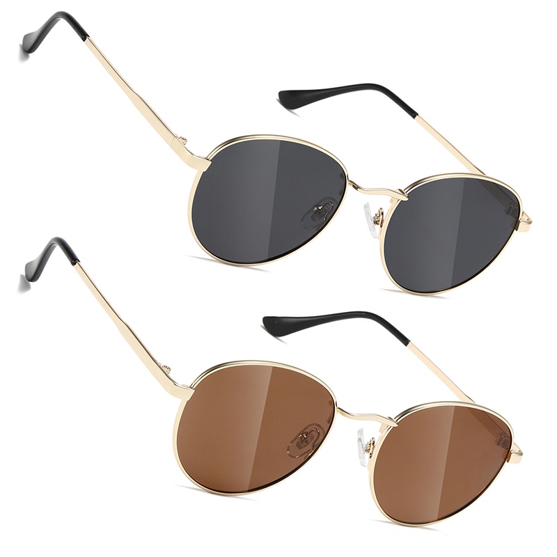 Kính Mát Tròn Gọng Kim Loại Phân Cực Chống Tia UV400 RZ1233 Thời Trang Unisex