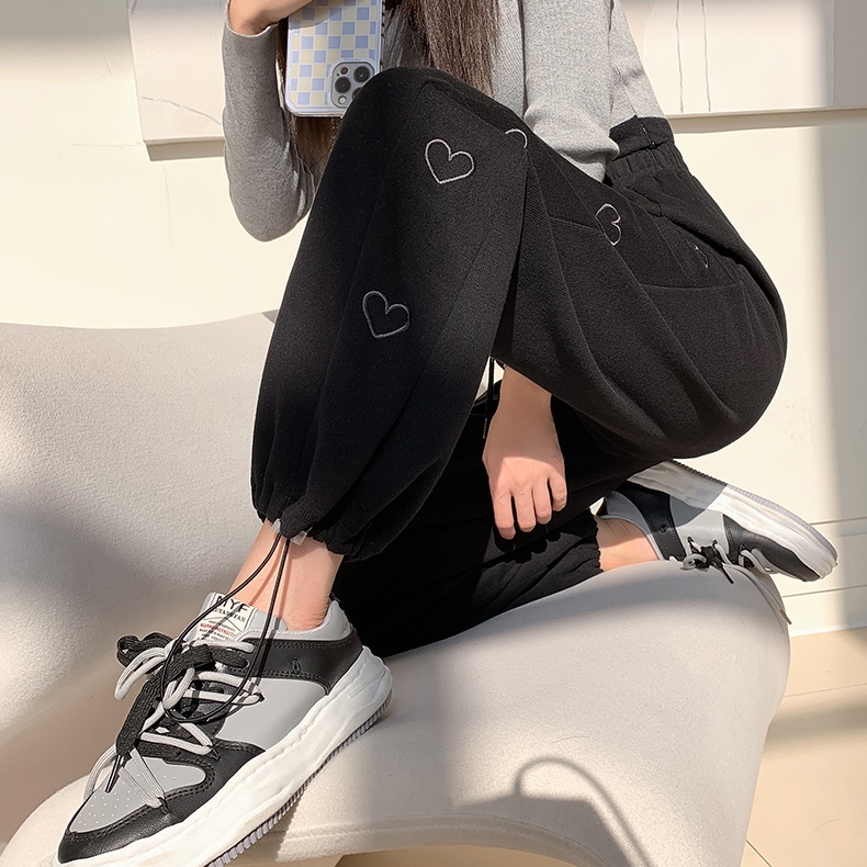 SUXI Quần Ống Rộng Lưng Cao Màu Sắc Đơn Giản Cho Nữ