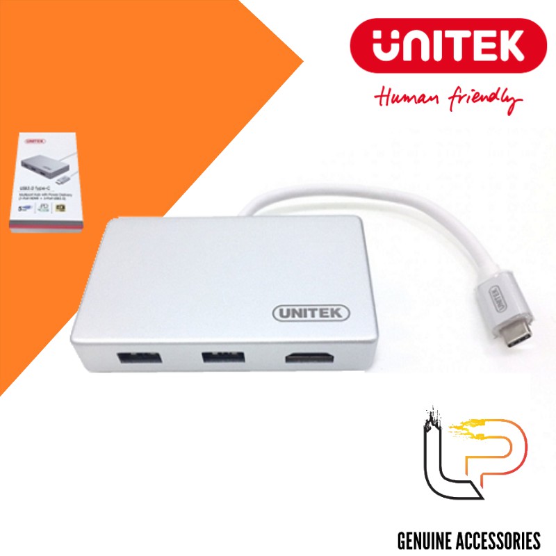 Bộ chuyển USB Type-C ra 2 Port USB 3.0 + HDMI Unitek Y-3707