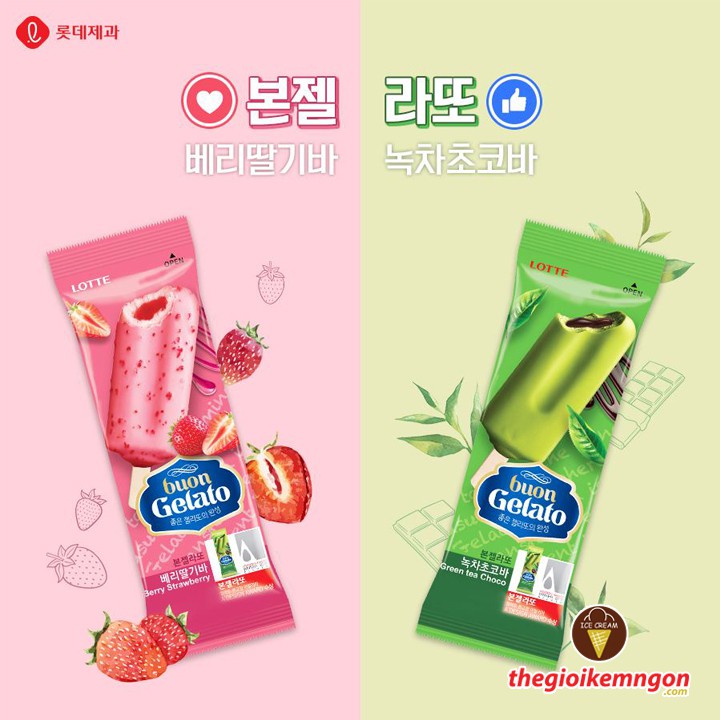 Kem trà xanh socola Lotte Buon Gelato Greentea Choco Hàn Quốc