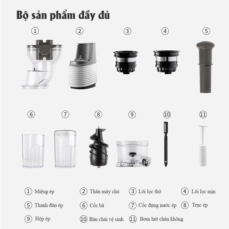 Máy Ép Chậm Trái Cây, Hoa Quả, Rau Củ Gia Đình và Thương Mại Xiaomi BUD Hàng Chính Hãng