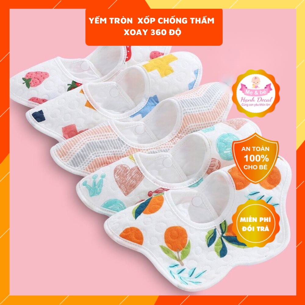 Yếm tròn chống thấm xoay 360 độ  chất liệu cotton mềm mịn thấm hút tốt nhiều họa tiết cho bé yêu