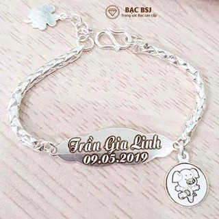 Vòng tay Bạc BSJ khắc tên cho bé bạc ta cao cấp - LTB006