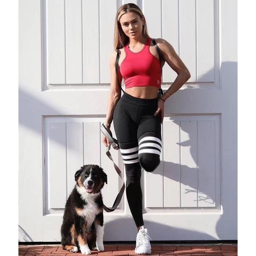 Quần Tập Gym Nữ [LEGGING] Bombshell 3 Sọc Ngang Thun Pha Lưới [ĐỒ TẬP GYM NỮ]