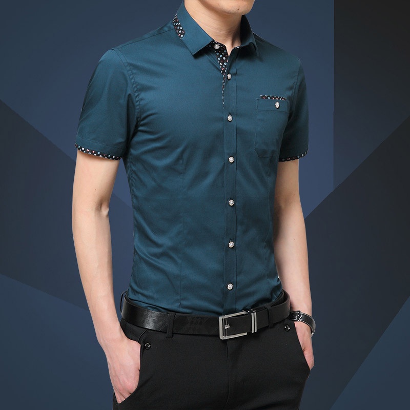 Áo Sơ Mi Nam Ngắn Tay Họa Tiết Hoa Văn
